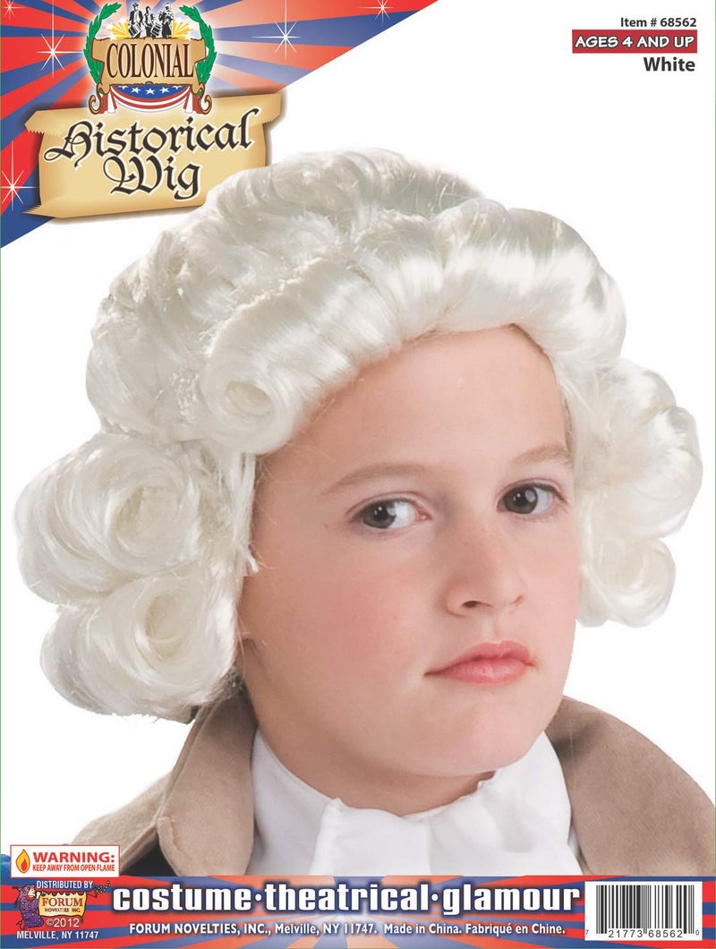 Rubies Boy's Colonial Costume Wig for Themed Parties and Halloween - White, One Size - Image 2