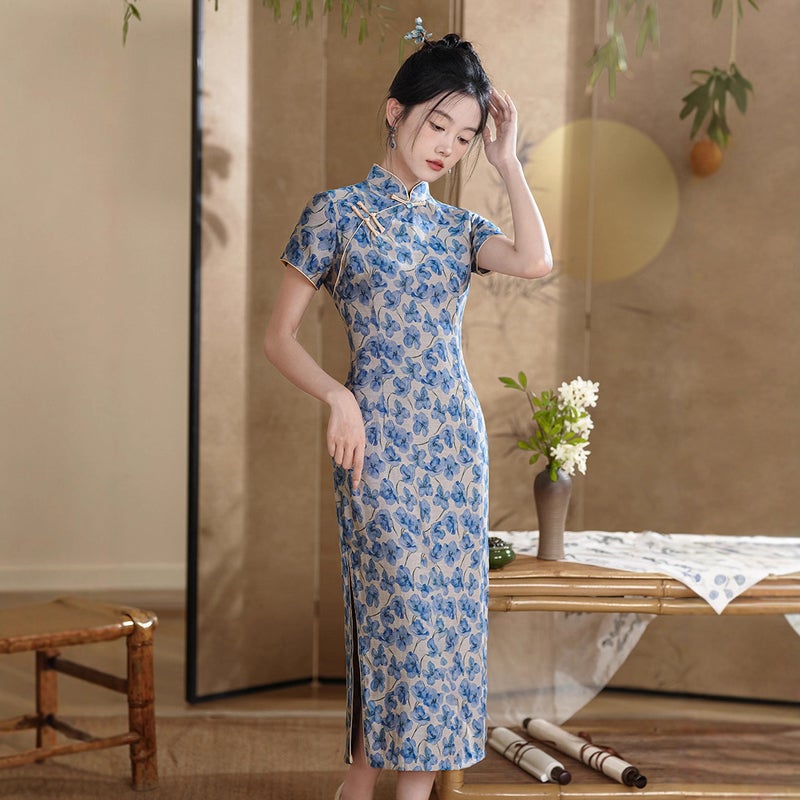 Fashion Improved Retro Chinese Style Dark Color Long Elegant Artistic Style Slim Cheongsam - Image 5