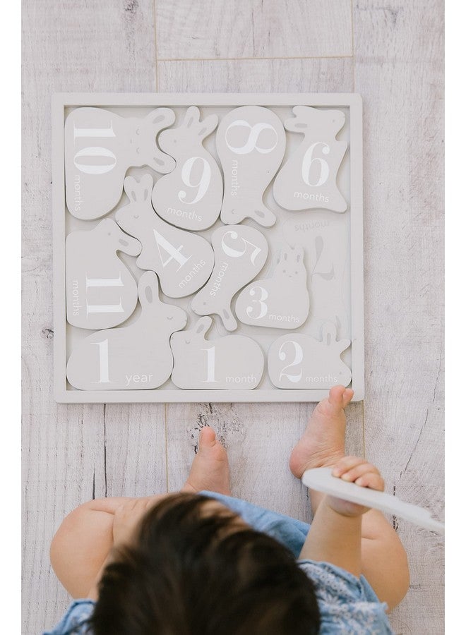 Pearhead Wooden Bunny Monthly Milestone Discs, Baby Photo Prop Keepsakes for Capturing Monthly Growth Through Baby’s First Year, Gift for Baby Girl or Baby Boy - Image 5