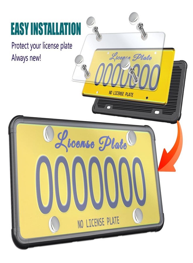 Aootf License Plate Protector-2020 New Flat Clear Novelty Plate Cover with Silicone License Plate Frame for Car Tag, Unbreakable Cover to Protect Front or Back License Plate with Screws,Caps - Image 2