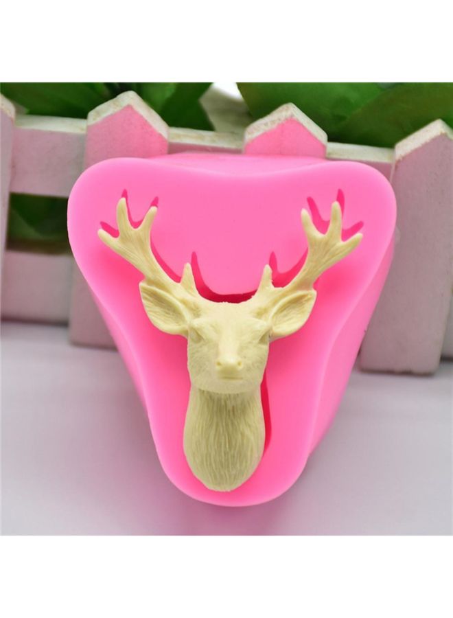 بولن لايف قالب مصنوع من السيليكون على شكل رأس الغزال بتصميم ثلاثي الأبعاد لإعداد الكوكيز والكيك والشوكولاتة وكيك الفوندان وردي - Image 4