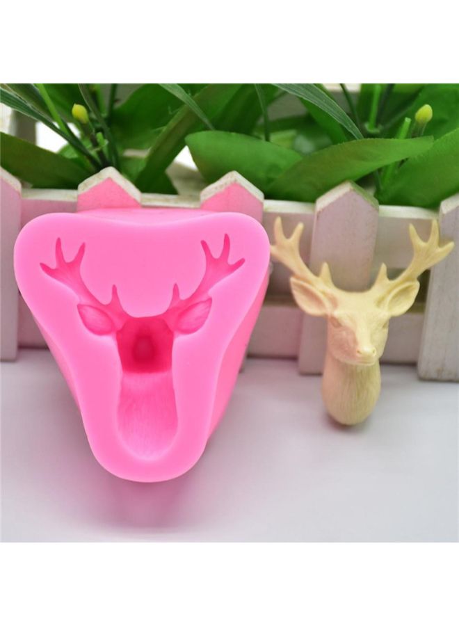 بولن لايف قالب مصنوع من السيليكون على شكل رأس الغزال بتصميم ثلاثي الأبعاد لإعداد الكوكيز والكيك والشوكولاتة وكيك الفوندان وردي - Image 5