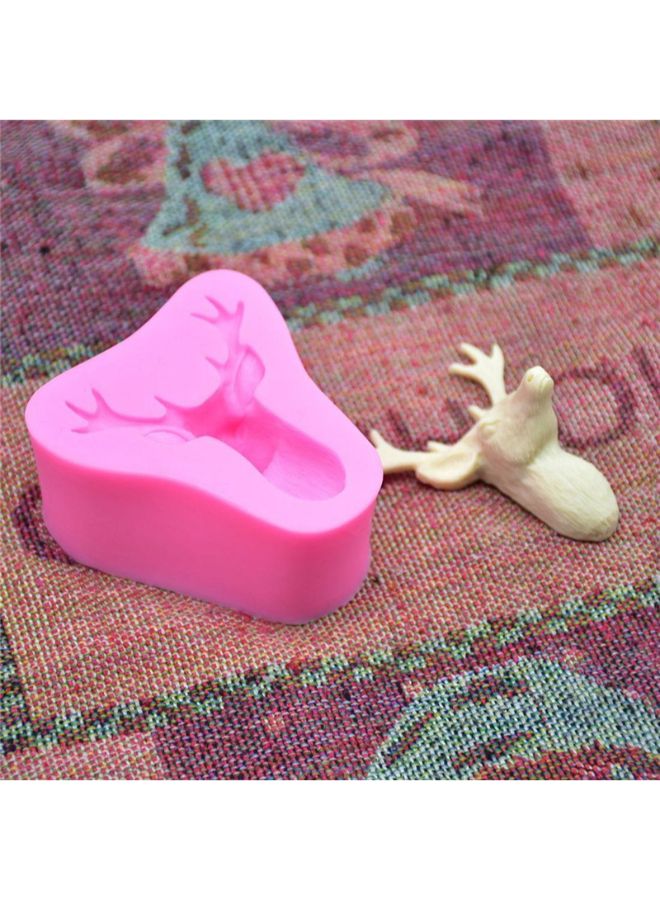 بولن لايف قالب مصنوع من السيليكون على شكل رأس الغزال بتصميم ثلاثي الأبعاد لإعداد الكوكيز والكيك والشوكولاتة وكيك الفوندان وردي - Image 3