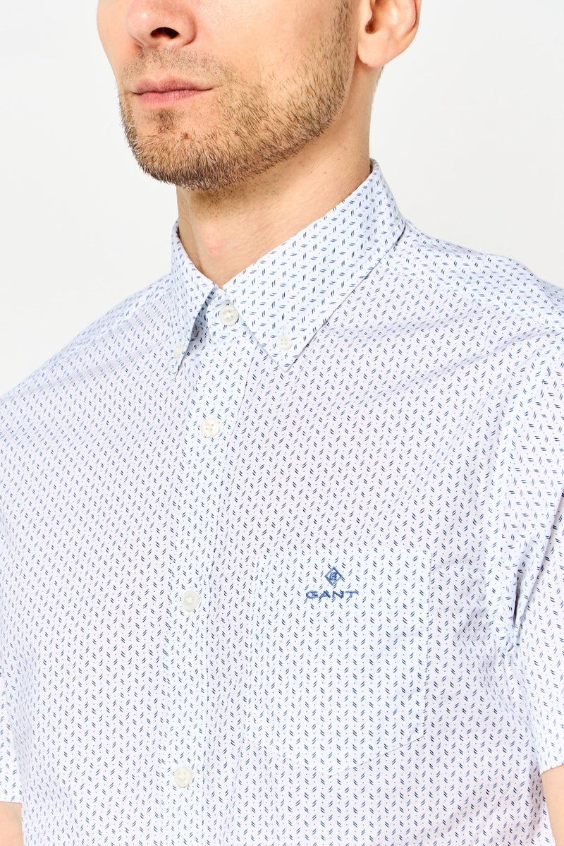 GANT Men Regular Fit Allover Print Short Sleeve Casual Shirt, White - Image 3
