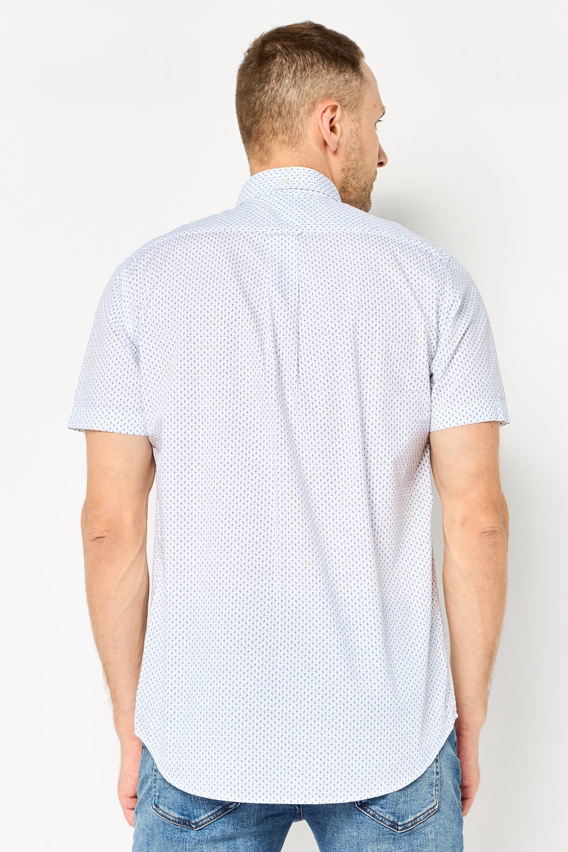 GANT Men Regular Fit Allover Print Short Sleeve Casual Shirt, White - Image 4