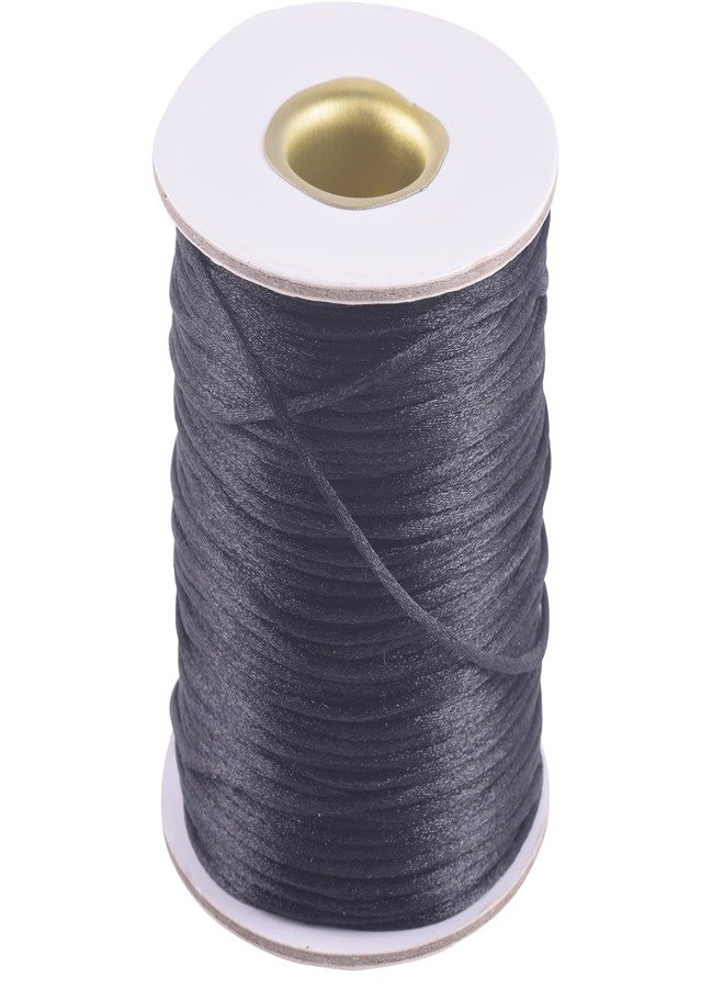 KONMAY 80 Yards 1.0mm Nylon Rattail Satin Silk Trim Cord Beading String for Chinese Knotting, Kumihimo, Beading, Macramé, Jewelry Making, Black - Image 1