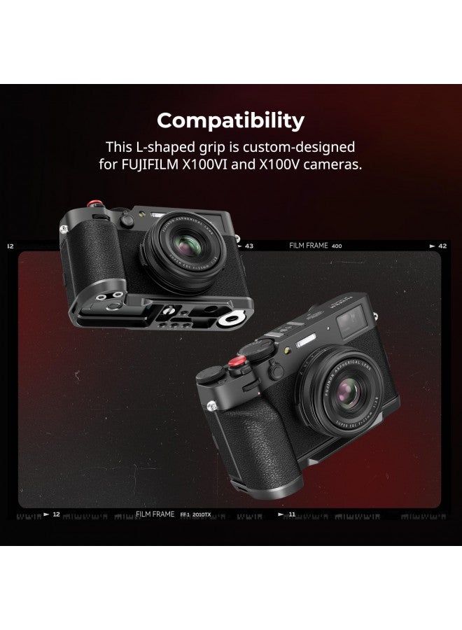 SmallRig X100VI / X100V Handgrip L-Shape Grip with Quick Release Plate for Arca, Lightweight Silicone Side Handle, Shutter Button and Hot Shoe Cover for FUJIFILM X100VI / X100V Cameras (Black) - 4556 - Image 2