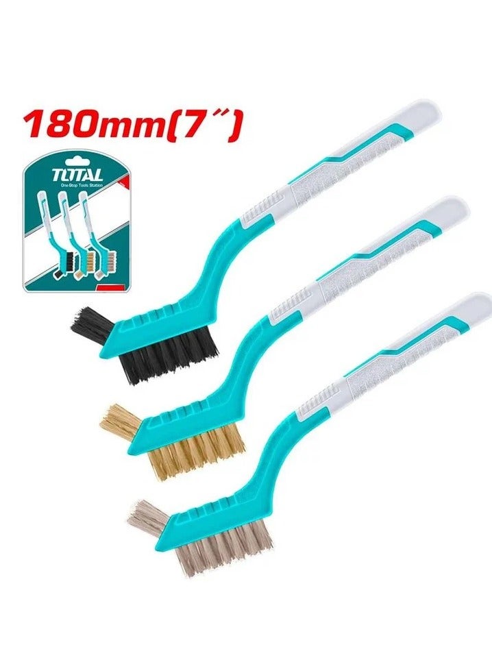 TOTAL 3PCs Set Abrasive Wire Brush 180mm 7" Cleaning Brush 3Pcs Set TAC38033 - Image 1