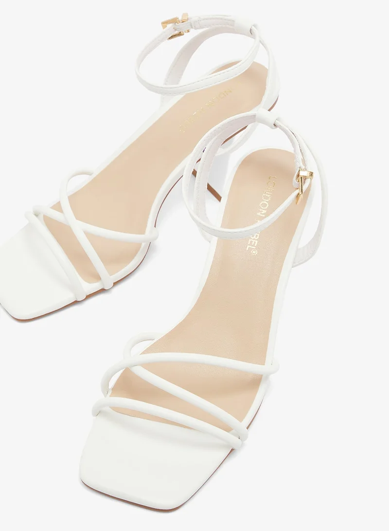 London Rebel WHITE PU Ash Ankle Strap High-Heel Sandals for Women | Best Price UAE