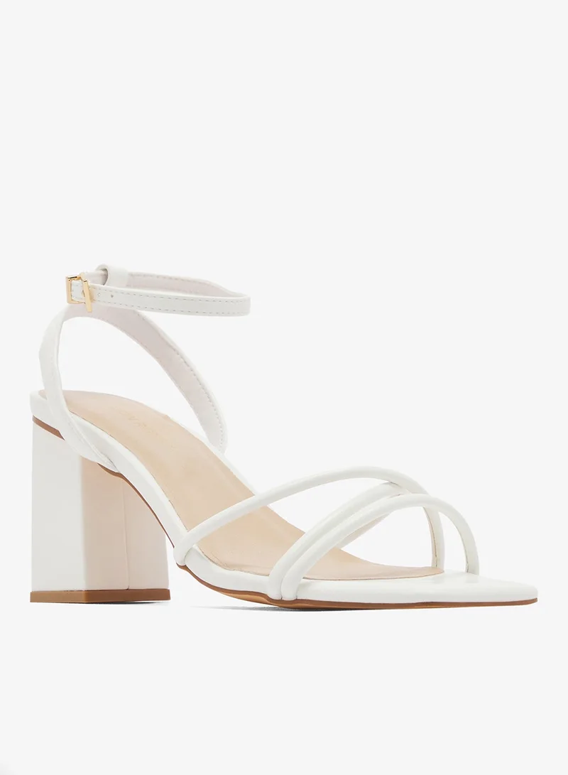 London Rebel WHITE PU Ash Ankle Strap High-Heel Sandals for Women | Best Price UAE
