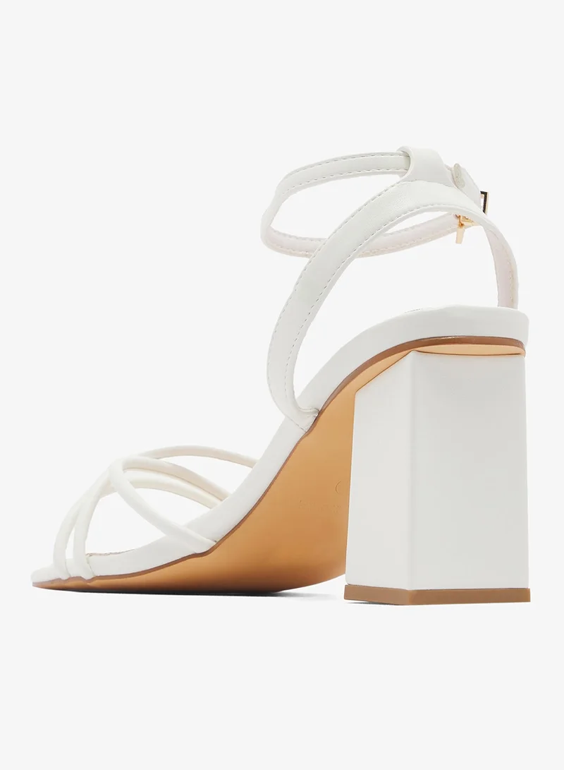 London Rebel WHITE PU Ash Ankle Strap High-Heel Sandals for Women | Best Price UAE