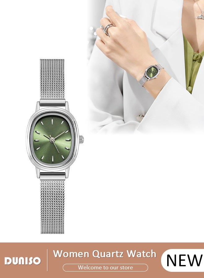 DUNISO ساعة معصم نسائية، ساعة كوارتز مدمجة وبسيطة، ساعة Oval عصرية، ساعة أنيقة بأسلوب المؤشر العتيق - Image 1