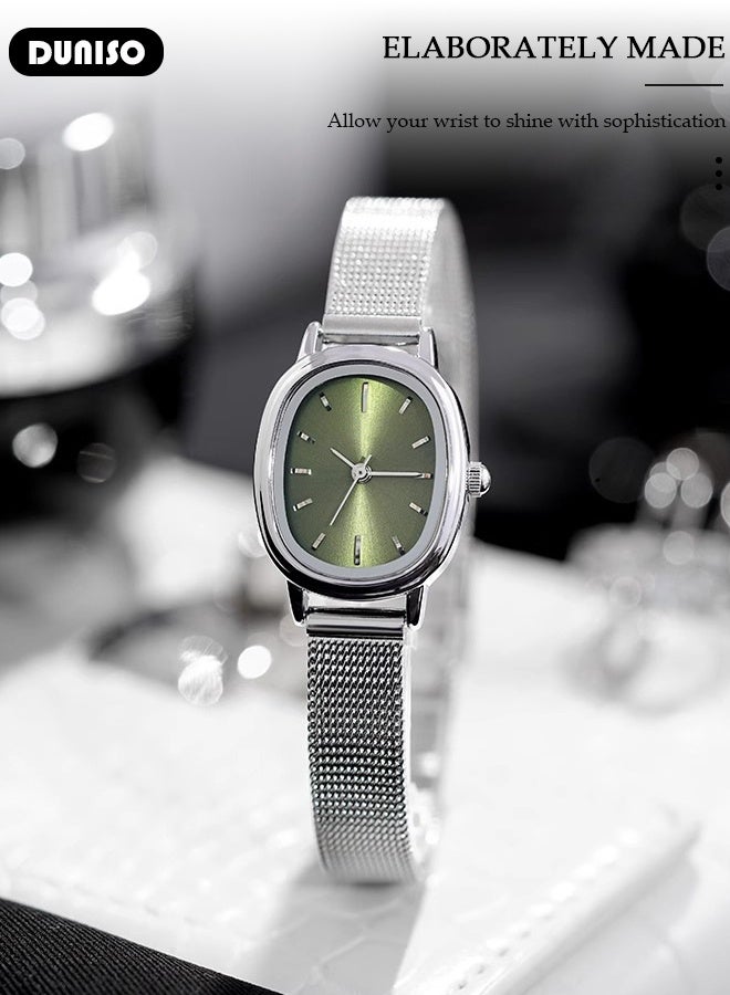 DUNISO ساعة معصم نسائية، ساعة كوارتز مدمجة وبسيطة، ساعة Oval عصرية، ساعة أنيقة بأسلوب المؤشر العتيق - Image 5