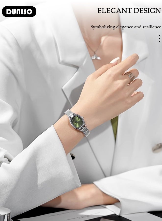 DUNISO ساعة معصم نسائية، ساعة كوارتز مدمجة وبسيطة، ساعة Oval عصرية، ساعة أنيقة بأسلوب المؤشر العتيق - Image 4