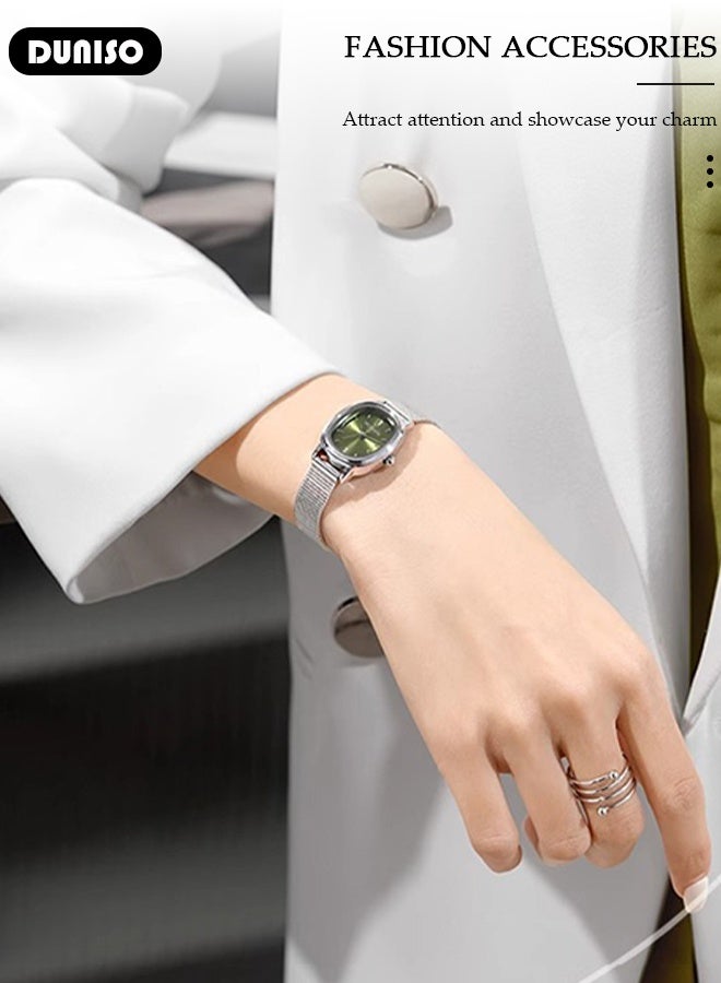 DUNISO ساعة معصم نسائية، ساعة كوارتز مدمجة وبسيطة، ساعة Oval عصرية، ساعة أنيقة بأسلوب المؤشر العتيق - Image 3