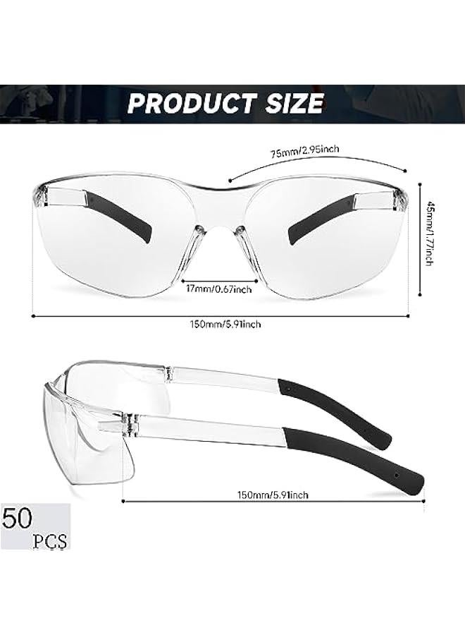 Arabest 50 Pack Clear Safety Glasses with ANSI Z87.1 Scratch Resistant Eyewear for Women Man Lab Goggles Eye Protection  - Image 2