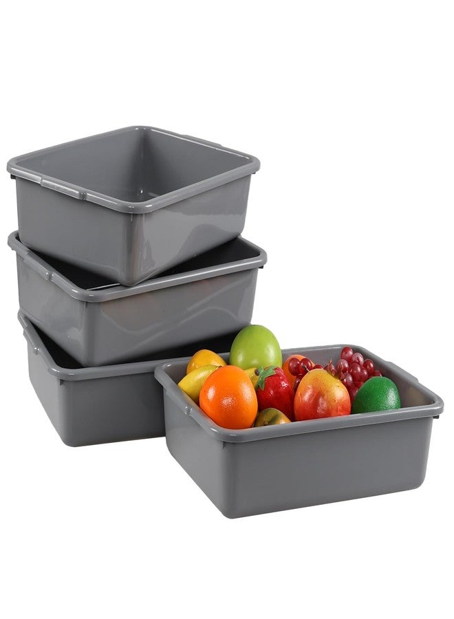 Cand 4 Pack Food Service Bus Tubs, 8 L Restaurant Bussing Tub, Commercial Bus Tub, Grey - Image 1