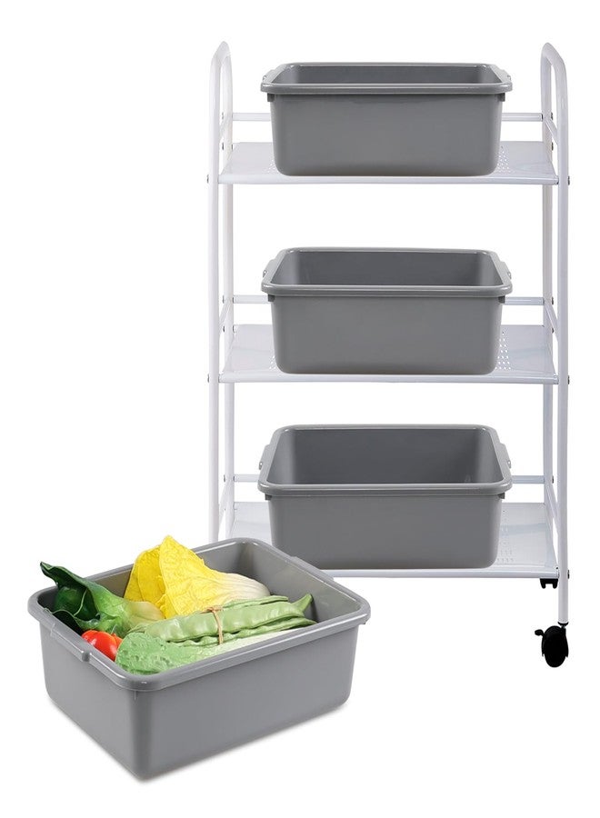 Cand 4 Pack Food Service Bus Tubs, 8 L Restaurant Bussing Tub, Commercial Bus Tub, Grey - Image 3
