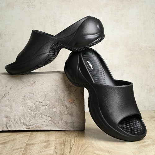 YOHO SLR 102 Slip-Ons for Women | One-Piece EVA Build | Lightweight & Water-Resistant | Ergonomic Contour Design | Bold Fashion Silhouette | Sculpted Footbed | All-Day Ease | Classic Black - UK 8 - Image 5