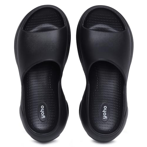 YOHO SLR 102 Slip-Ons for Women | One-Piece EVA Build | Lightweight & Water-Resistant | Ergonomic Contour Design | Bold Fashion Silhouette | Sculpted Footbed | All-Day Ease | Classic Black - UK 8 - Image 4
