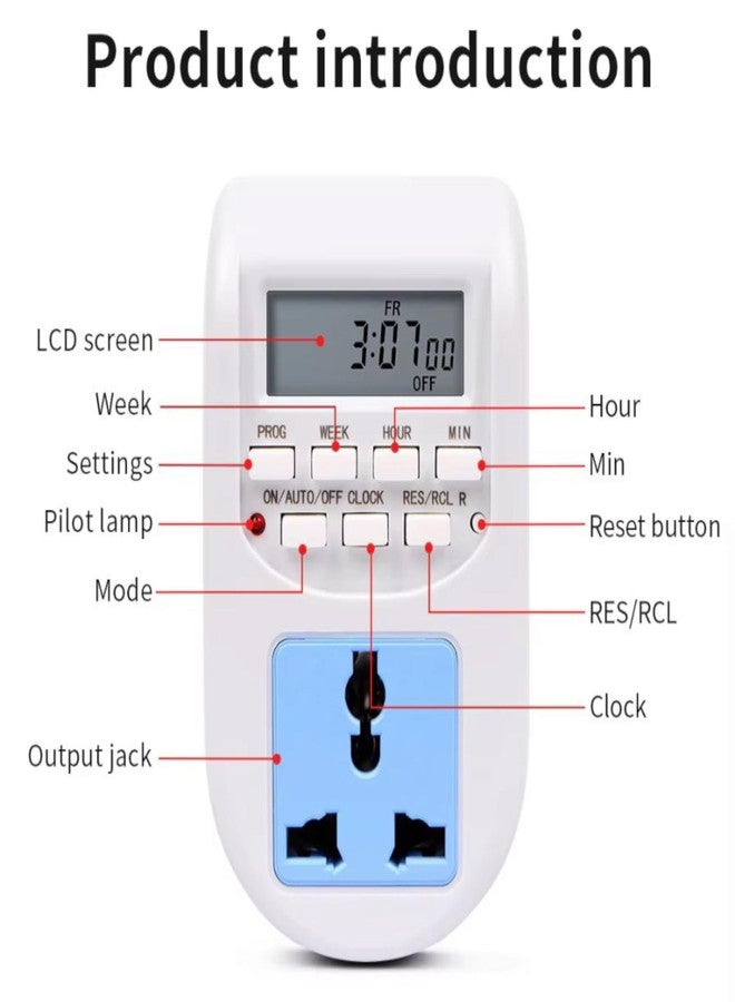 LEYDEN® AL-06, 220VAC, 10A Digital Timer Plug Socket Switch Controller, 16 Program Per Day Clock Time Based Timer Plug Socket - Image 3