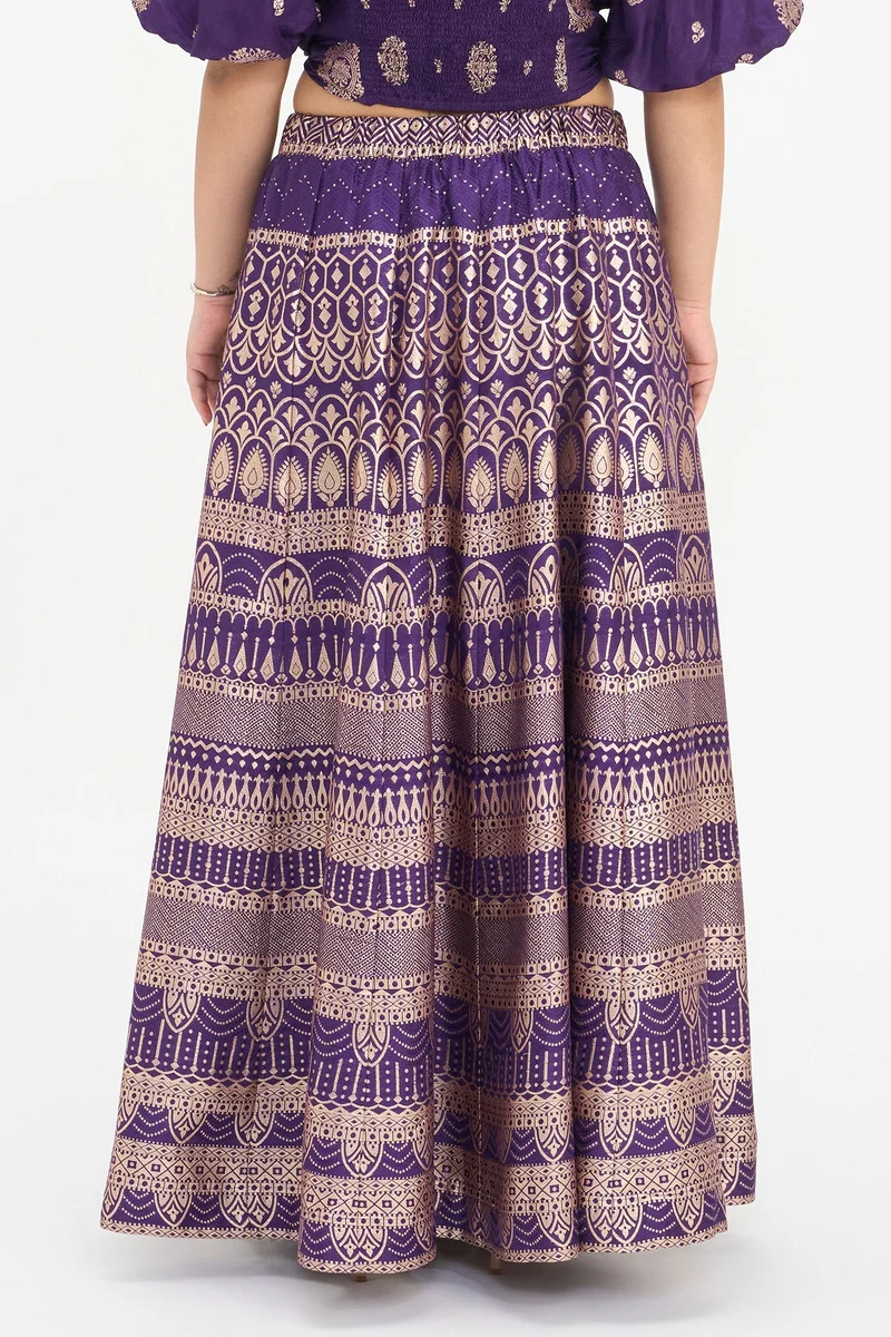 Virgio  Ethnic Motifs Viscose Brocade Maxi Plus Size Skirt for Women for Women | Best Price UAE