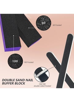 SKYPIA SKYPIA 4 Pack Black Nail File 100/180 Grit and Purple 3 Sided Buffer Block Set  - Image 5