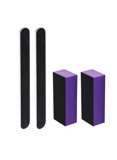 SKYPIA SKYPIA 4 Pack Black Nail File 100/180 Grit and Purple 3 Sided Buffer Block Set  - Image 1