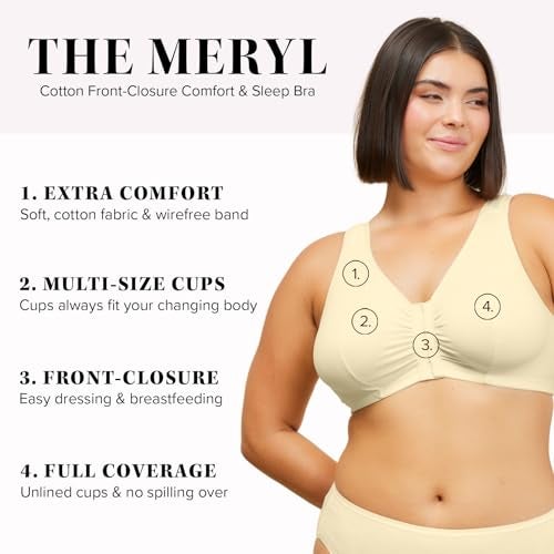 Leading Lady Women's Plus Size Bra Sleep Leisure Cotton, Ecru, 50 A/B - Image 2