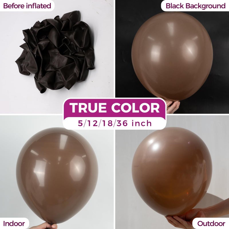 Bezente Brown Balloons Latex Party Balloons - 100 Pack 12 inch Round Helium Dark Premium Boho Coffee Brown Balloons for Birthday Graduation Woodland Safari Theme Jungle Party Decorations - Image 2