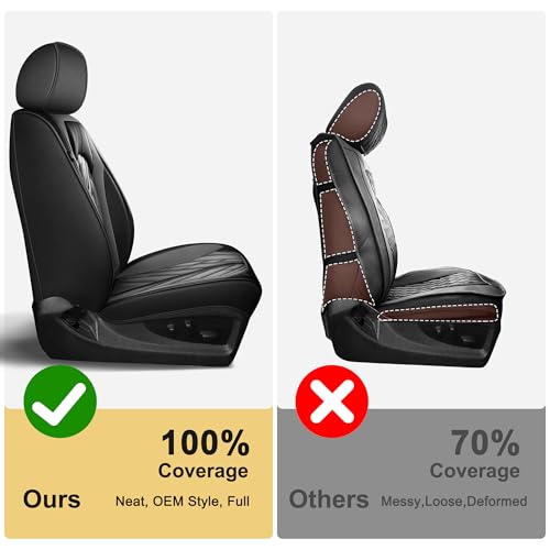 TTX LIGHTING Seat Covers Fit for 2007-2025 2026 Chevrolet Chevy Silverado GMC Sierra 1500 2500HD 3500HD Leather Truck Seat Covers Full Set (#073 Black&Grey, 5 Seats) - Image 5