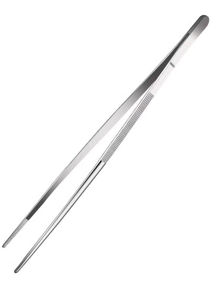 Long Tweezers Kitchen Tweezers with Precision Serrated Food Tweezers Tongs with Precision Serrated Tips Stainless Steel Culinary Long Chef Tweezers for Cooking Kitchen Barbecue - Image 1