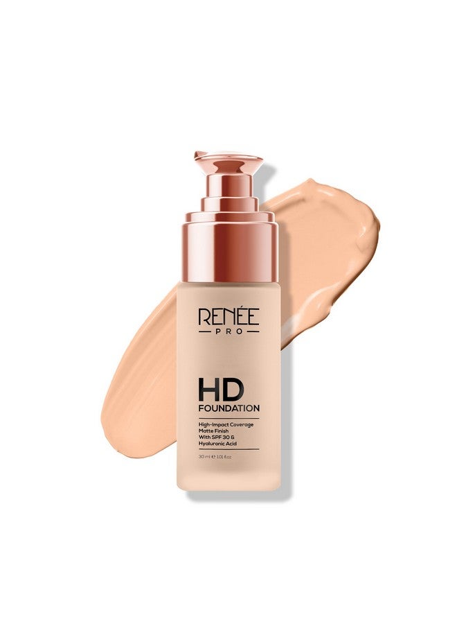 RENEE PRO HD Full Coverage Liquid All Skin Typ Foundation - Oak, Seamless HD Coverage with Matte Finish | SPF30 | Weightless & Long Lasting | Enriched with Aloe, Coffee, Chamomile & Vitamin E, 30 Ml - Image 2