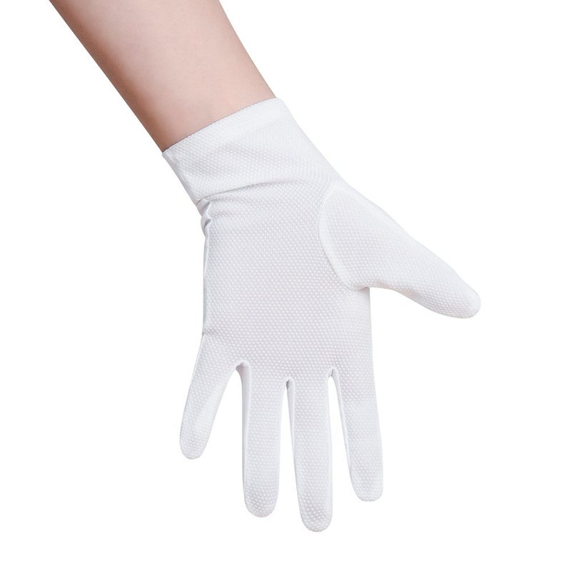 JISEN Men Police Formal Tuxedo Honor Guard Parade Nylon Cotton Non-slip Gloves (White, US One size) - Image 3