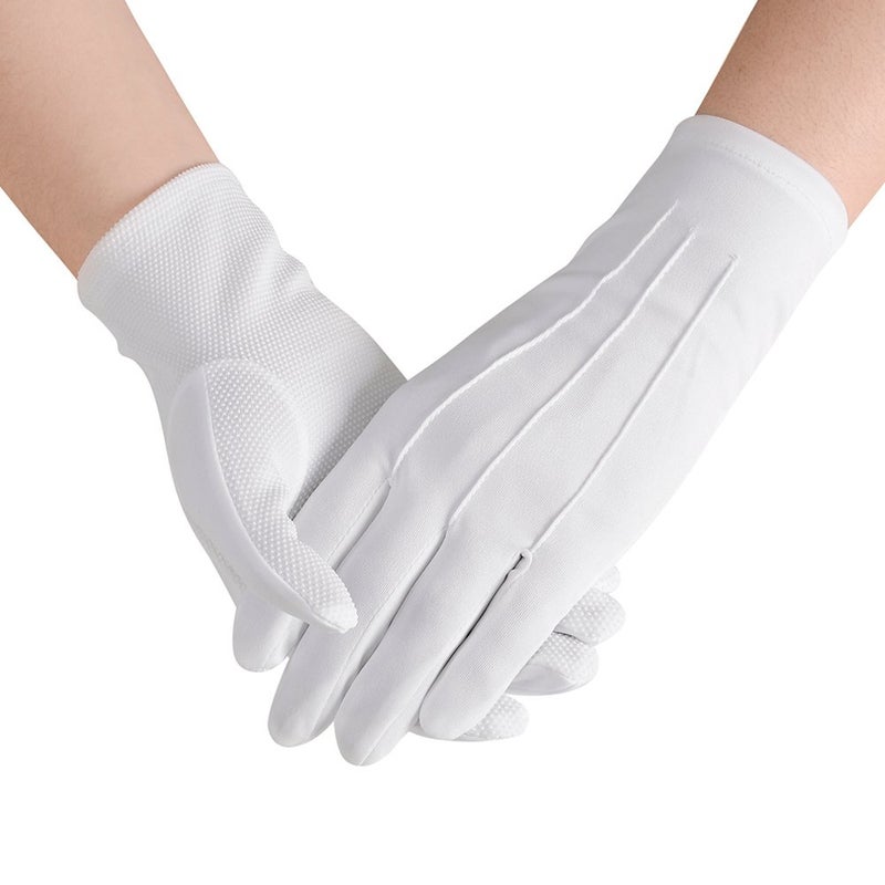 JISEN Men Police Formal Tuxedo Honor Guard Parade Nylon Cotton Non-slip Gloves (White, US One size) - Image 1