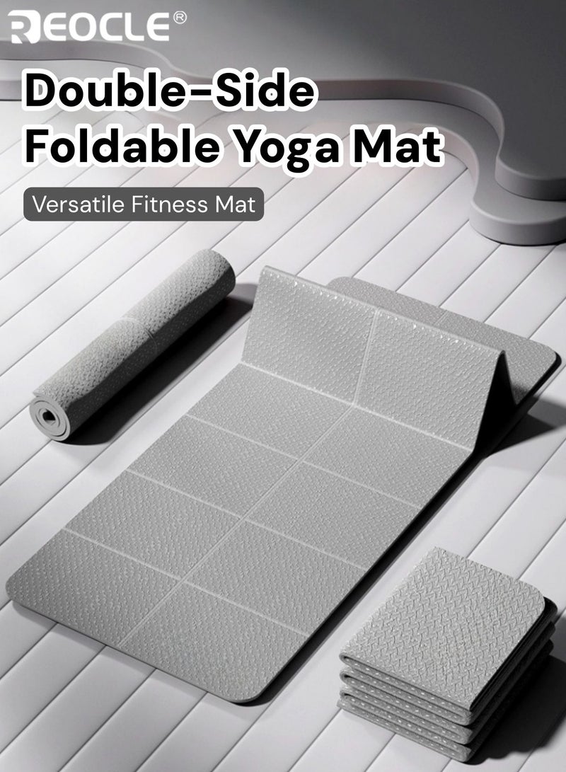 REOCLE Foldable Yoga Mat Double Sides Slip and Moisture Resistant Versatile Fitness Mat Easy to Clean Sports Workout Equipment for Fitness Yoga Pilates - Image 1