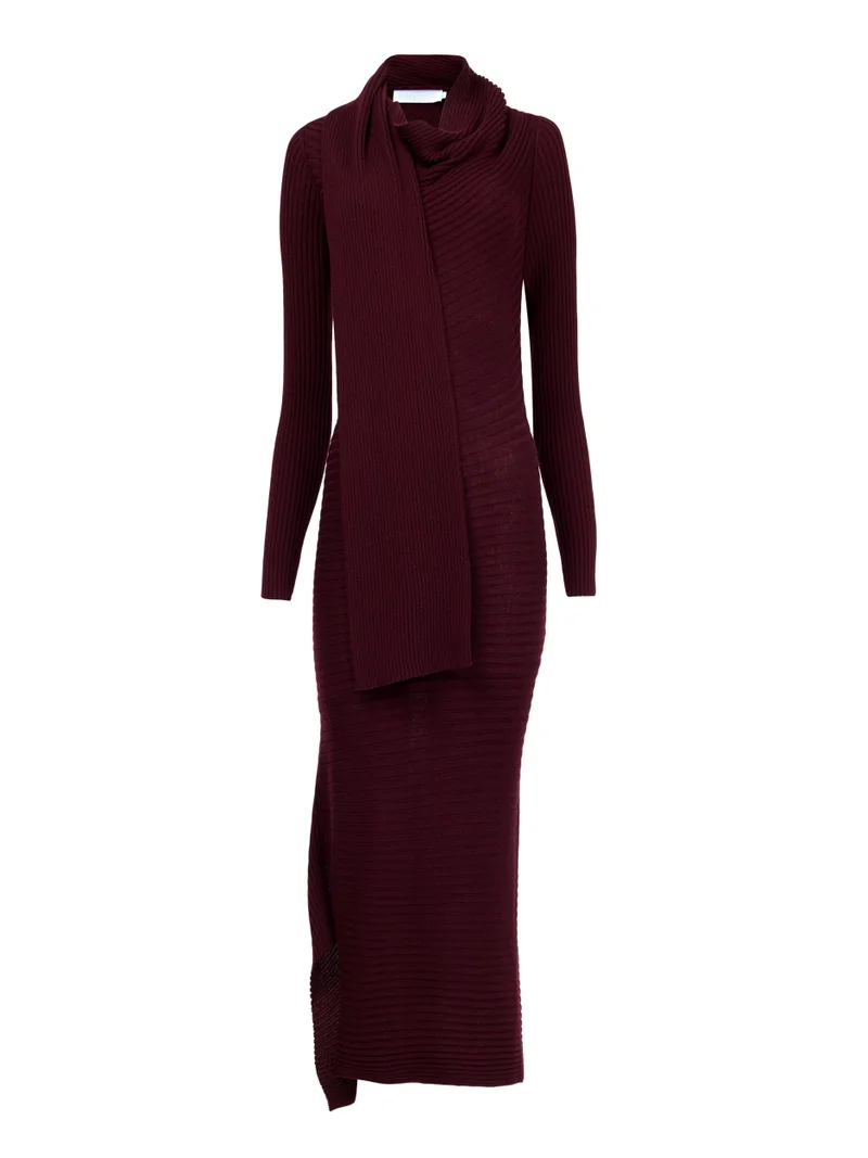 leem  Ribbed Cowl-Neck Knit Dress for Women | Best Price UAE
