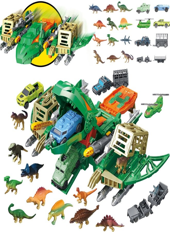 Frontoytall Jumbo Dinosaur Toys for Kids 3-5, 12 Mini Dinosaurs & 6 Truck Carrier Cars, Birthday Gifts Toys for 3 4 5+ Year Old Boy, Create a Dino World, Educational Figures, Dinosaur Play Set - Image 1