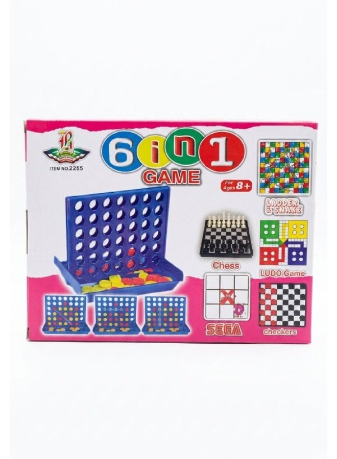 6-in-1 Multi-Game Board Set for Kids and Adults - Chess, Checkers, Ludo, Connect 4 Style, Tic-Tac-Toe, and Block Puzzle - Image 1