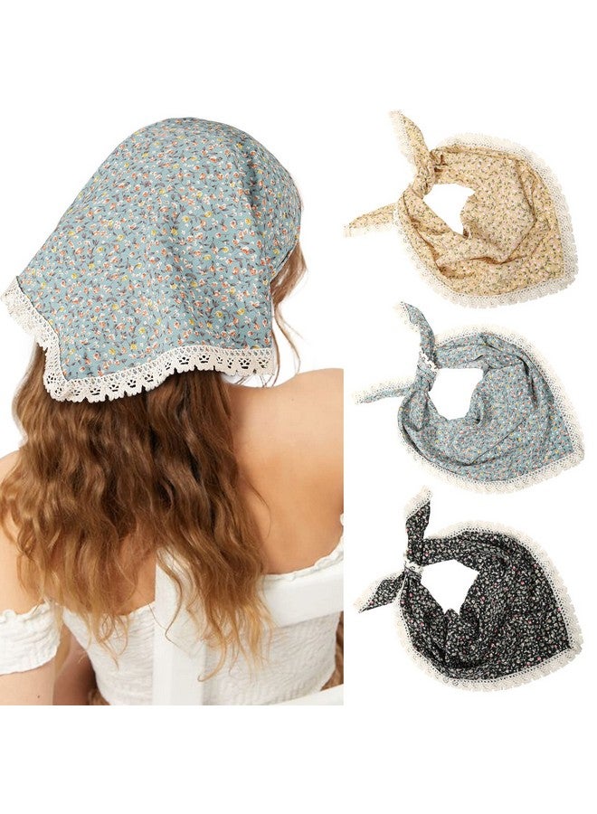 Molans 3Pcs Floral Head Scarf Chiffon Hair Bandanas Kerchief Vintage Boho Hair Scarf For Women Girls - Image 1
