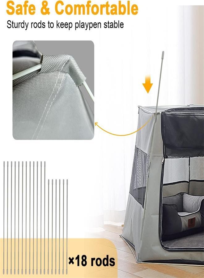 Generic Pet Playpen Foldable Cat Dog Exercise Tent Dog House Playground Puppy Crate Cage Large Camping Travel Fence Zipper Rollable Door Oxford Mesh Waterproof Pet Tent for Kitten Rabbit Indoor Outdoor (Grey)  - Image 4