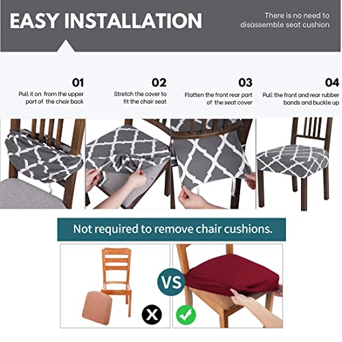 BRIDA Stretchable Floral Geometric Printed Dining Chair Seat Covers Elastic Chair Seat Case Protector, Slipcovers (Plain Brown, 6 Seat Cover) - Image 4