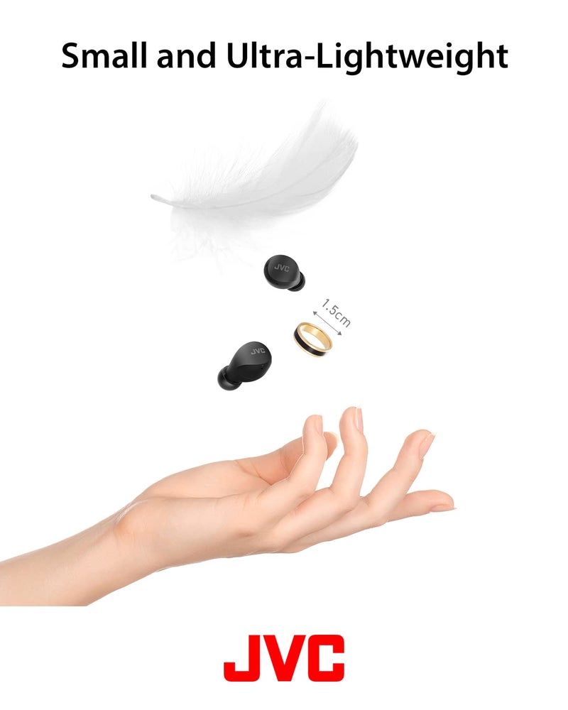 JVC Compact and Lightweight Gumy Mini True Wireless Earbuds Headphones, Long Battery Life (up to 23 Hours), Sound with Neodymium Magnet Driver, Water Resistance (IPX4) - HAA6TB (Black) - Image 4