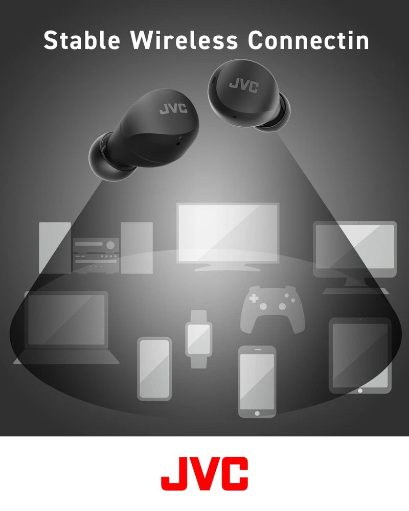 JVC Compact and Lightweight Gumy Mini True Wireless Earbuds Headphones, Long Battery Life (up to 23 Hours), Sound with Neodymium Magnet Driver, Water Resistance (IPX4) - HAA6TB (Black) - Image 3