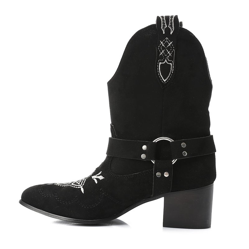 مستر.جو هاف بوت حريمي علي الطراز الغربي - اسود - Image 4