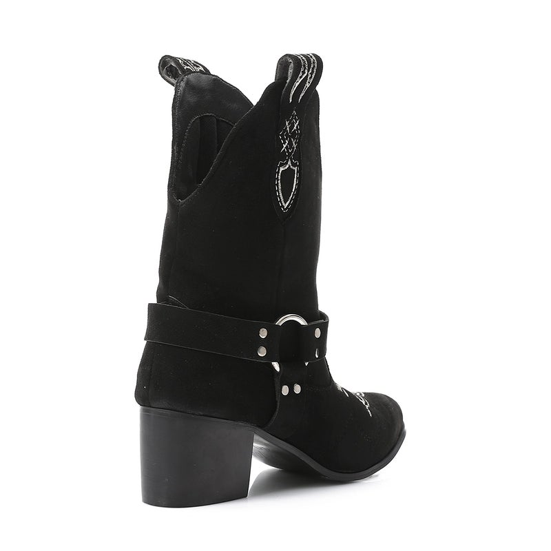 مستر.جو هاف بوت حريمي علي الطراز الغربي - اسود - Image 3