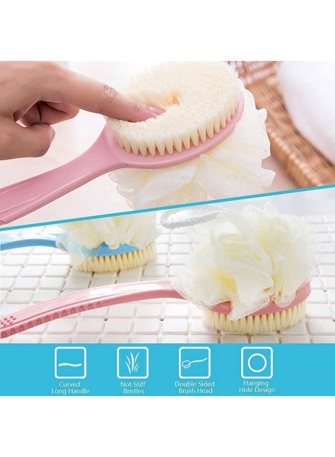 Ecocheap 2 in 1 Back Body Bath Brush with Bristles and Loofah Back Scrubber with Curved Long Handled for Skin Exfoliating Bath, Massage Bristles Suitable for Wet or Dry, Men and Women - Image 3