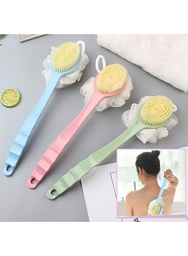 Ecocheap 2 in 1 Back Body Bath Brush with Bristles and Loofah Back Scrubber with Curved Long Handled for Skin Exfoliating Bath, Massage Bristles Suitable for Wet or Dry, Men and Women - Image 2