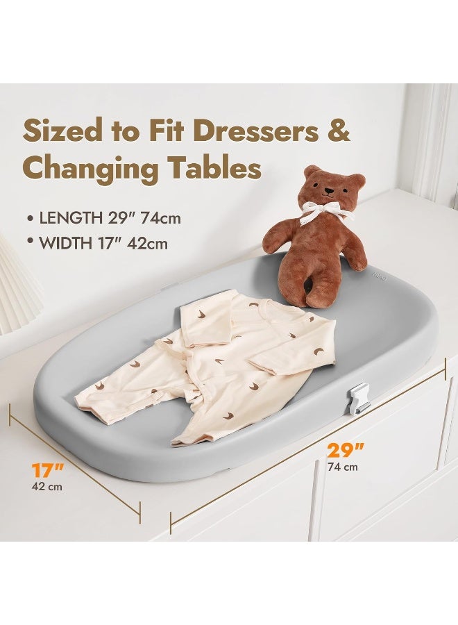 Papablic Wipeable Baby Changing Pad with Removable Safety Strap, Easy to Clean & Non-Slip Waterproof, Changing Pad for Dresser,Bed - Image 3