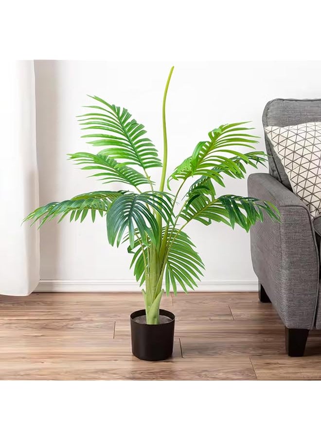 erorex Artificial Palm Tree，74Cm Artificial Areca Palm Tree Faux Tropical Palm Plant Fake Tree Artificial Tree With Lifelike Branches And Leaves Fake Tree Tropical Plants For Home Decor Office  - Image 1
